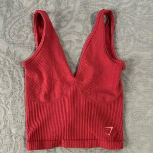 Gymshark Red Ribbed Sports Bra
